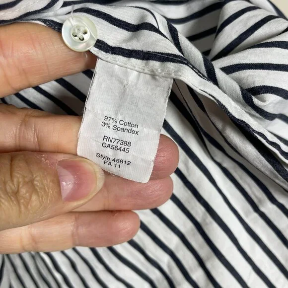 J Crew Women's Haberdashery Stripe Button-Up Shirt Black & White Small - Picture 3 of 6